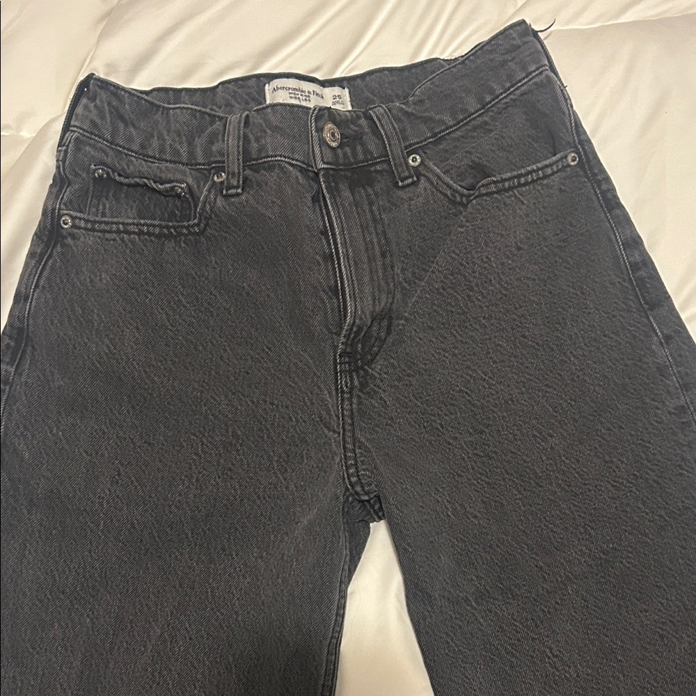 Abercrombie & Fitch Washed Black Relaxed, High Rise, Wide Leg